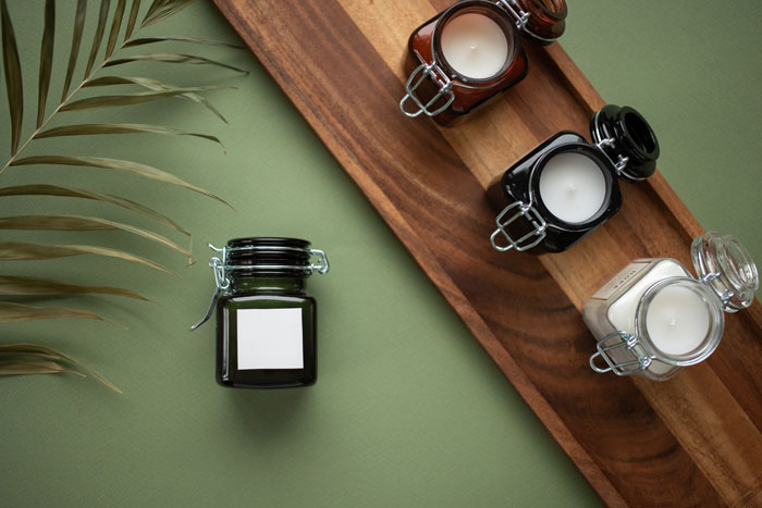 Open candles in candleholder