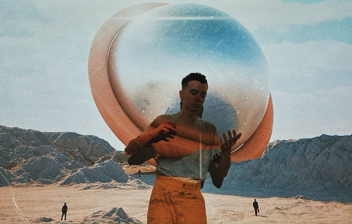 Picture photoshop of man and mountains