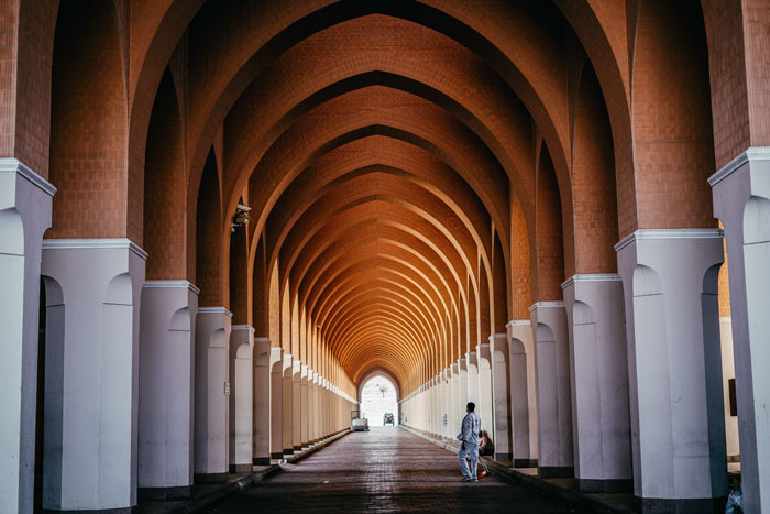 People walking in hall