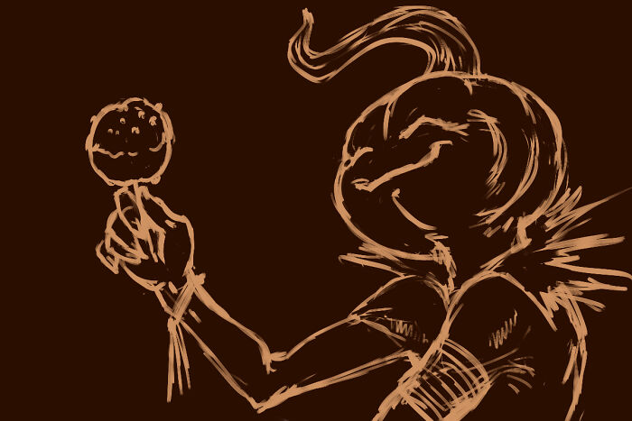 Quick Digital Doodle For You: Punkin Fella And His Apple