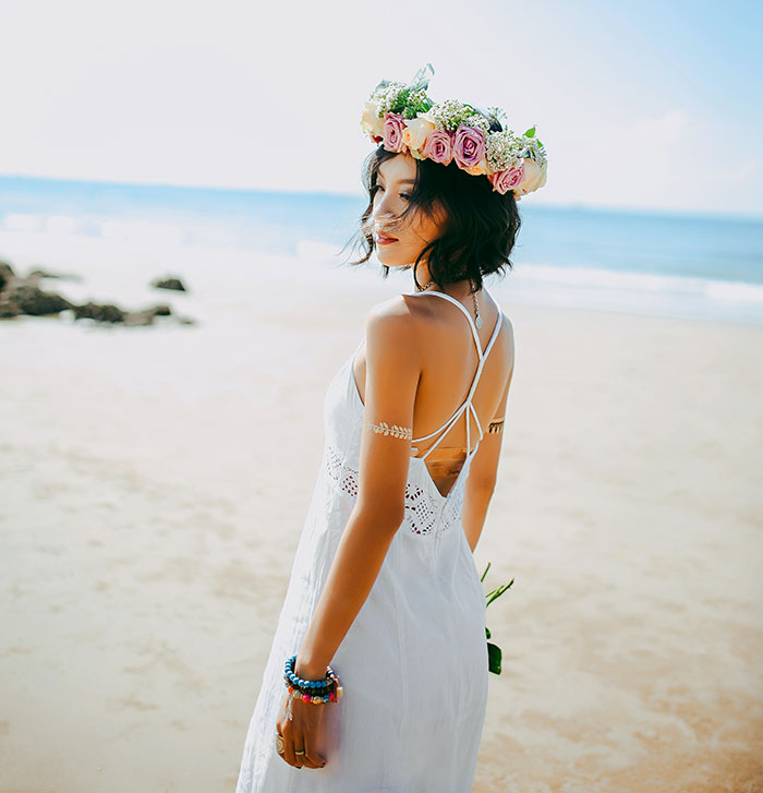 Picture of woman posing in beach
