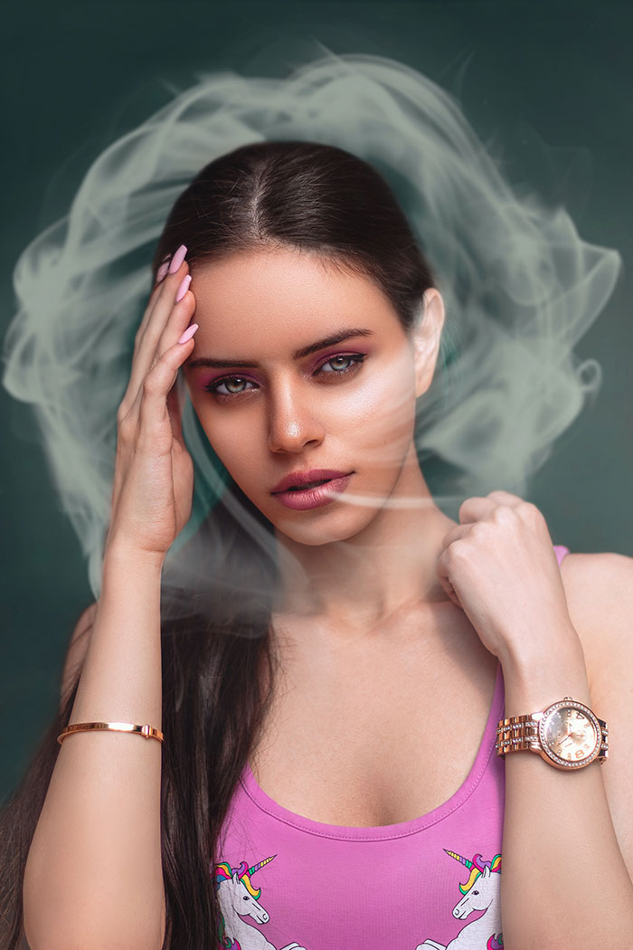 Picture of woman with smoke