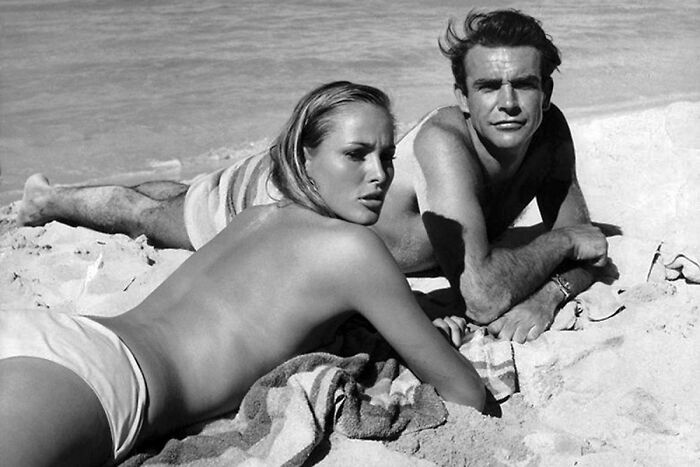 Ursula Andress And Sean Connery Sunbathing In The Bahamas While Filming Dr. No (1961)