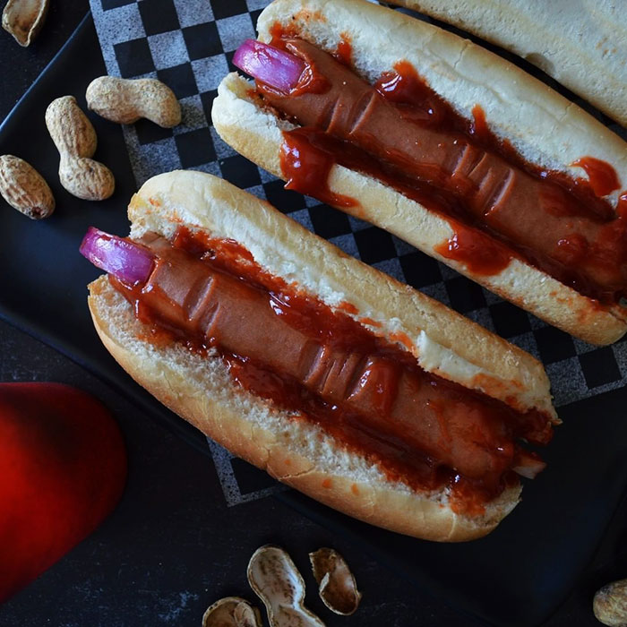 Here's A Carn'evil' Twist To The Classic Bloody Hotdog Finger. Bearded Lady Fingers