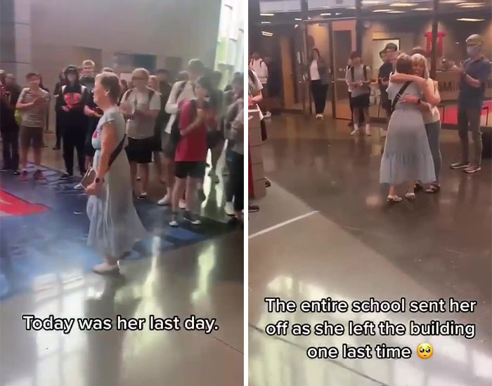 Students Line Up In Appreciation For 72-Year-Old Teacher Retiring After 50 Years At School