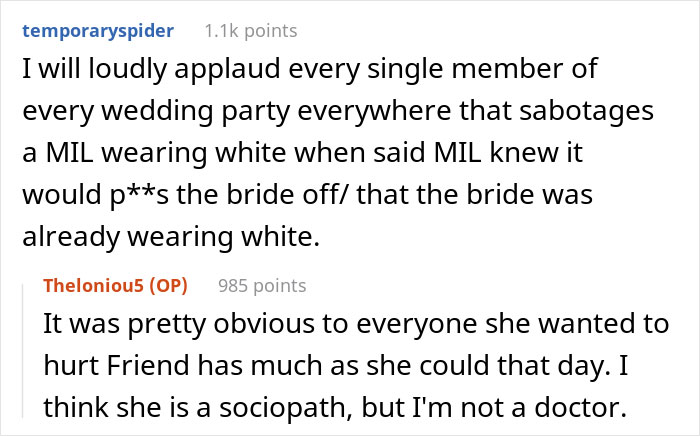 MIL Is Left Sobbing On The Floor After She Showed Up To Wedding Wearing A White Dress And One Bridesmaid "Fixed" It With Some Red Wine