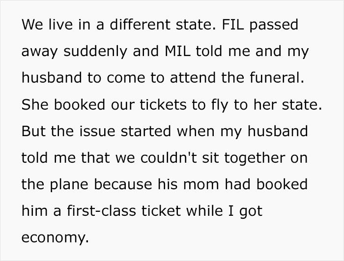 "He Was Crying The Whole Ride To The Airport": Husband Calls Wife Pathetic And Cruel After She Skipped FIL's Funeral Because MIL Bought Her An Economy Ticket "He Was Crying The Whole Ride To The Airport": Husband Calls Wife Pathetic And Cruel After She Skipped FIL's Funeral Because MIL Bought Her An Economy Ticket