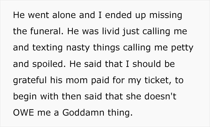 "He Was Crying The Whole Ride To The Airport": Husband Calls Wife Pathetic And Cruel After She Skipped FIL's Funeral Because MIL Bought Her An Economy Ticket "He Was Crying The Whole Ride To The Airport": Husband Calls Wife Pathetic And Cruel After She Skipped FIL's Funeral Because MIL Bought Her An Economy Ticket
