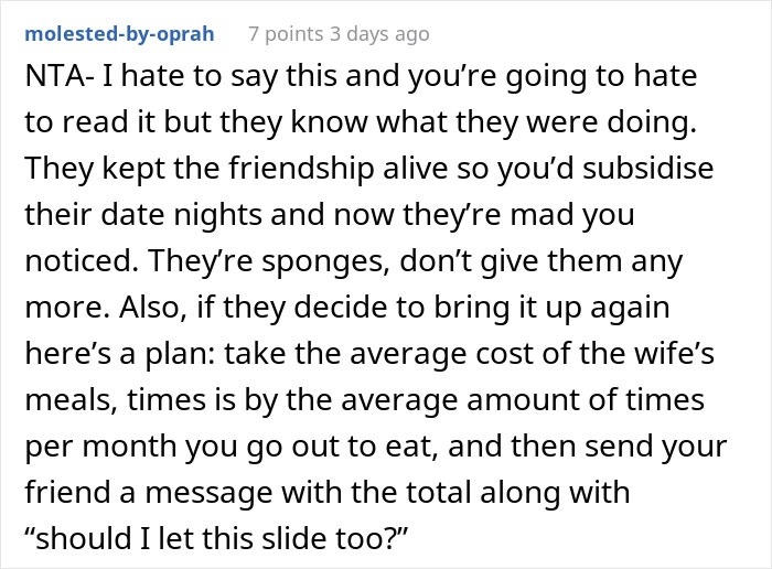 "He Was Absolutely Appalled": Guy Refuses To Pay For His Friend's Wife's Meals Anymore, Drama Ensues
