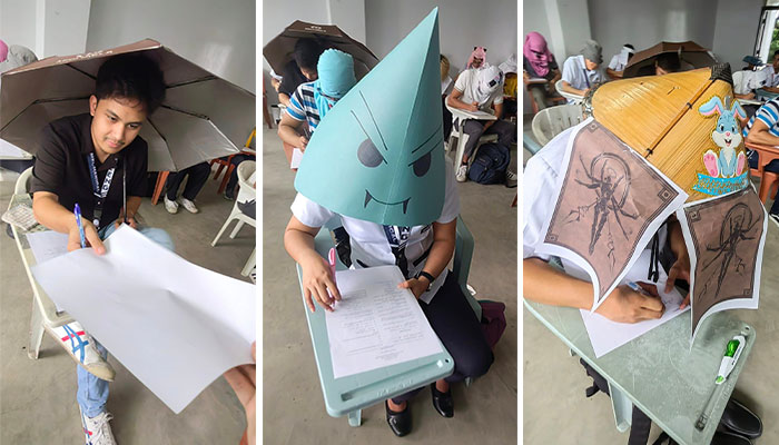 These Students Understood The Assignment When Their Teacher Asked Them To Make Hats To Prevent Them From Cheating During Their Exams