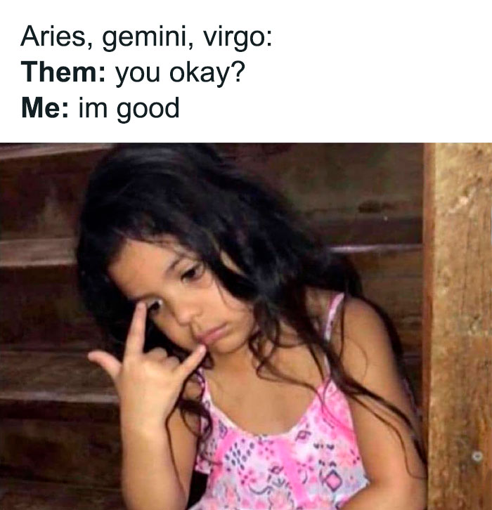 Aries, Gemini and Virgo saying they're good meme
