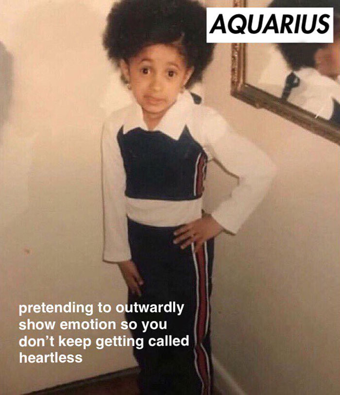 Aquarius pretending to outwardly show emotion so they don't keep getting called heartless meme 
