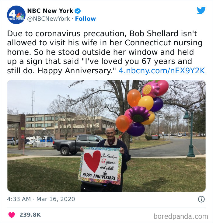 Husband Celebrates 67th Anniversary Outside Wife’s Nursing Home