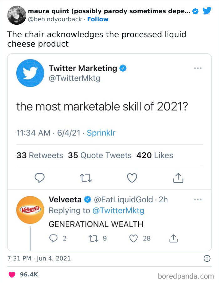 Tweet exchange humor about the most marketable skill of 2021, featured in funniest tweets from women making readers ROFL.