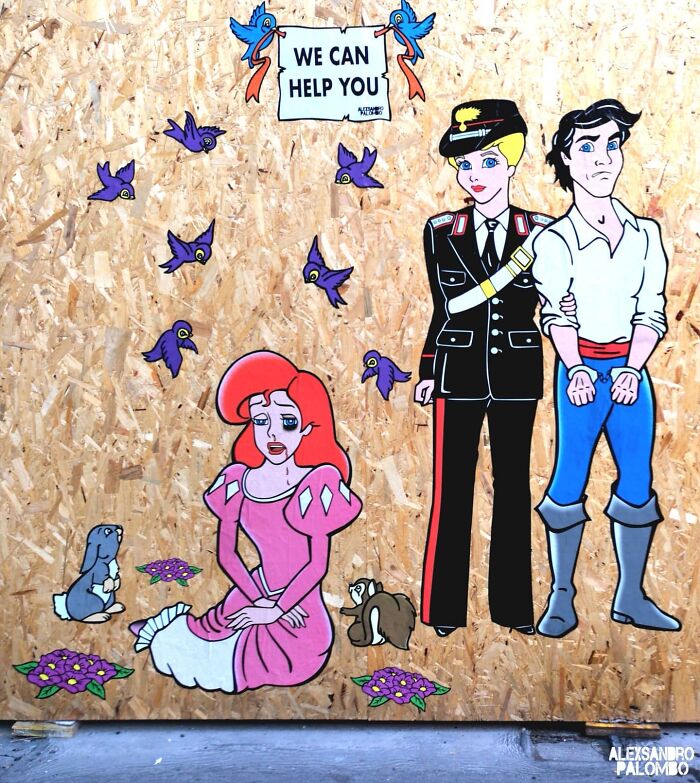 This Artist Created An Awareness Series By Portraying Cartoon Characters As Victims Of Violence Or Breast Cancer