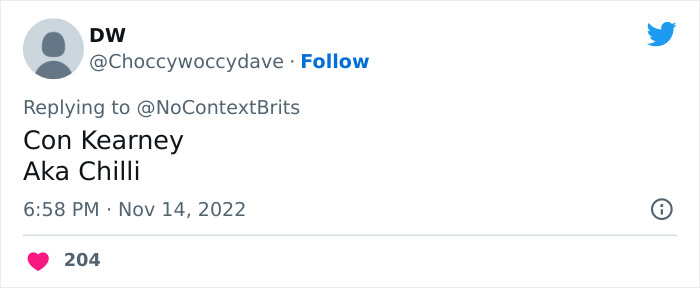Twitter post showing a witty nickname Con Kearney aka Chilli as an example of funny and witty nicknames.