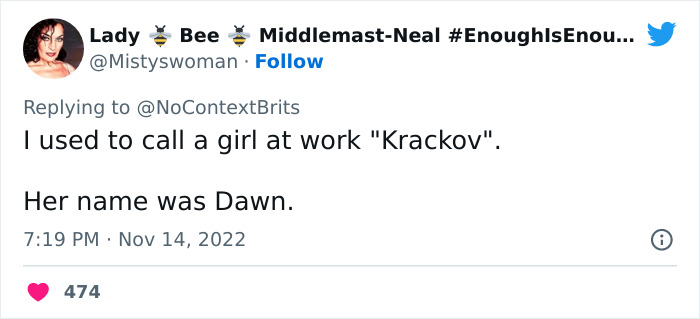 Screenshot of a Twitter post sharing one of the funniest and wittiest nicknames people ever had in a thread.