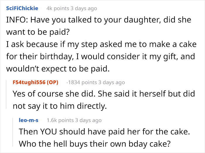 Man Refuses To Pay His Stepdaughter For The Cake She Baked For His Birthday, Family Drama Ensues Man Refuses To Pay His Stepdaughter For The Cake She Baked For His Birthday, Family Drama Ensues