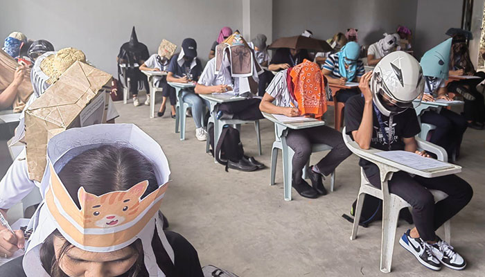 These Students Understood The Assignment When Their Teacher Asked Them To Make Hats To Prevent Them From Cheating During Their Exams