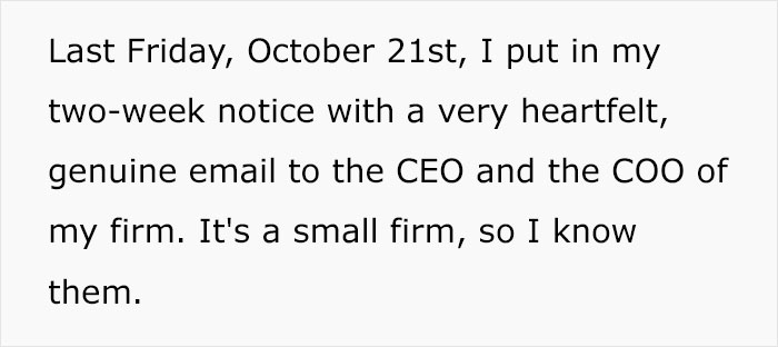 Woman Hands In "Heartfelt" And "Genuine" 2 Weeks' Notice, Gets Insulted In Front Of Her Whole Team Woman Hands In "Heartfelt" And "Genuine" 2 Weeks' Notice, Gets Insulted In Front Of Her Whole Team