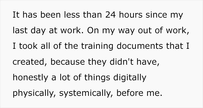 "They Don't Actually Appreciate Me": Employee Quits And Takes The Training Documents With Them, Boss Reaches Out In Less Than 24 Hours