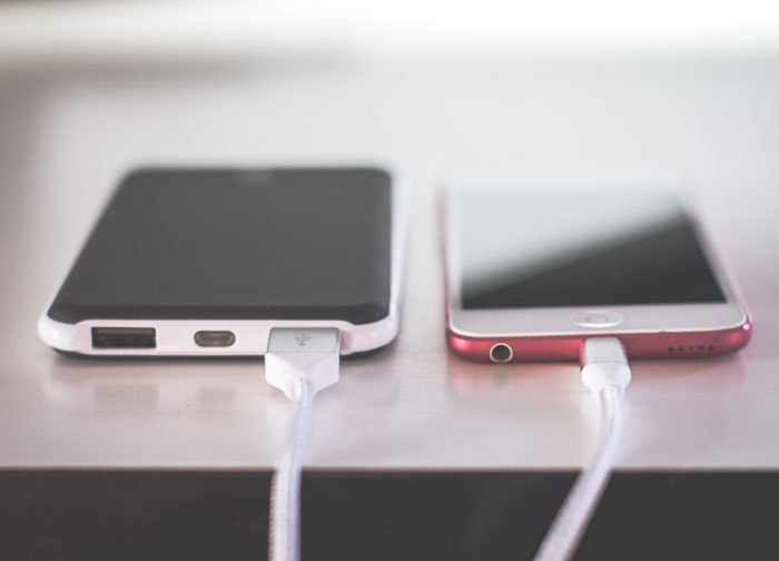 Two phones charging