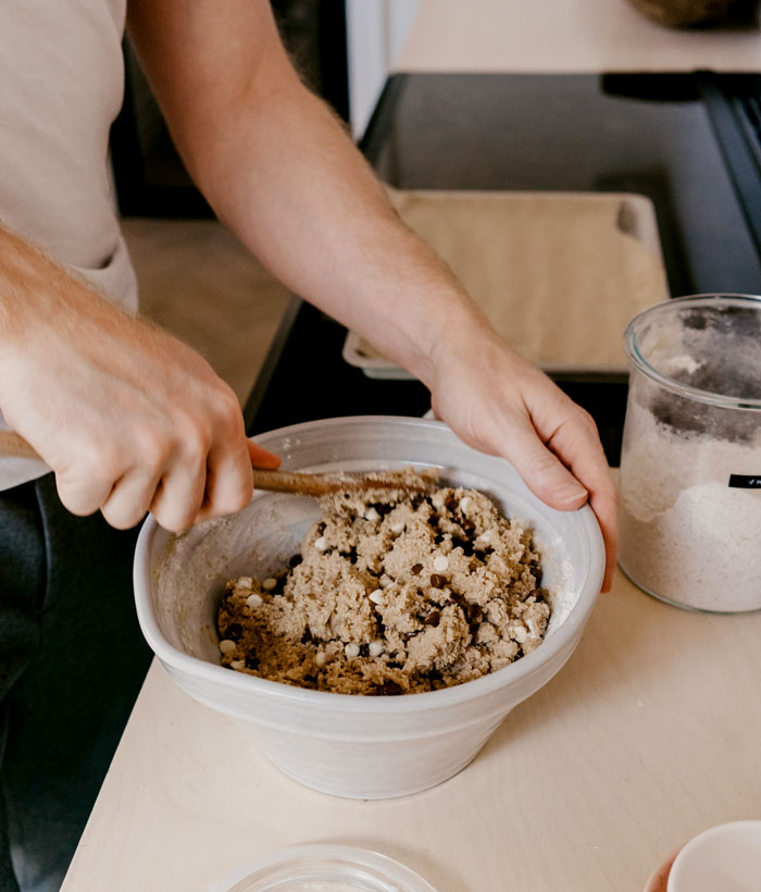 Man making a cookie dough
