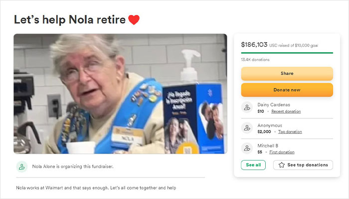 15-Second Clip Of Elderly Walmart Worker Goes Viral With 29.1M Views, Results In $186K Being Raised For Her Retirement