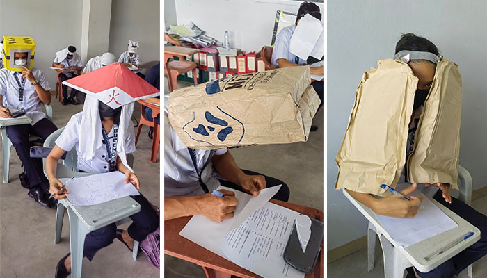 These Students Understood The Assignment When Their Teacher Asked Them To Make Hats To Prevent Them From Cheating During Their Exams