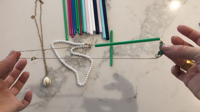 Thread Jewelry Through Straws