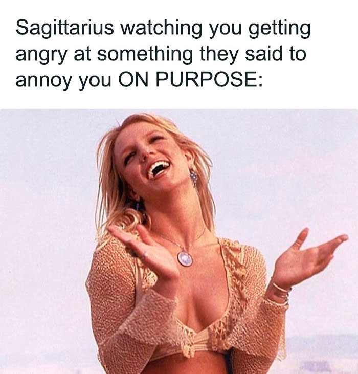 Sagittarius watching you getting angry at something they said to annoy you on purpose meme