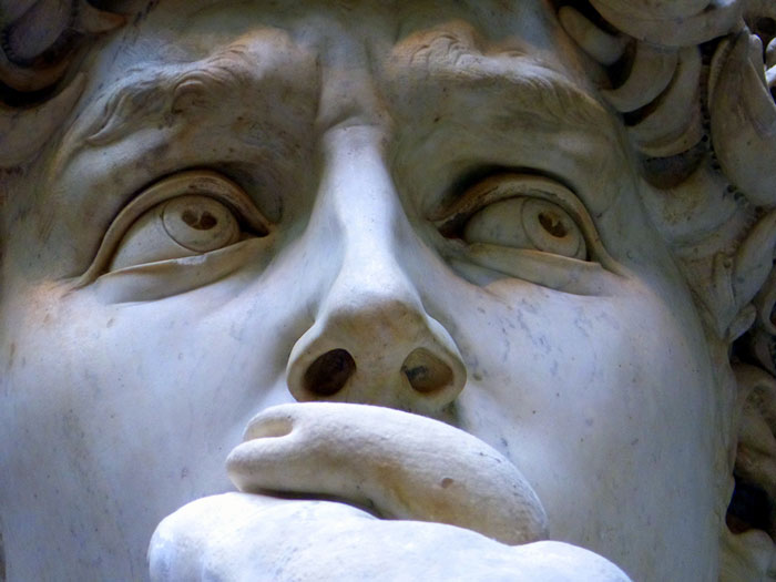 Close-up of a marble sculpture’s face showing detailed artistic carving and expression in art facts and curiosities.