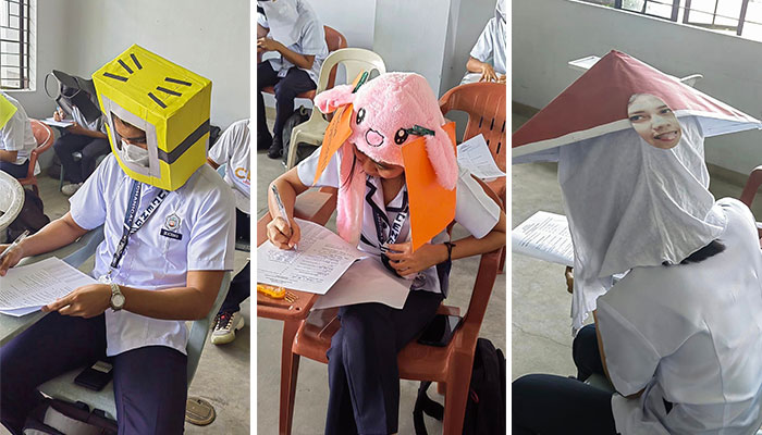 These Students Understood The Assignment When Their Teacher Asked Them To Make Hats To Prevent Them From Cheating During Their Exams