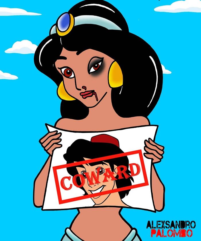 This Artist Created An Awareness Series By Portraying Cartoon Characters As Victims Of Violence Or Breast Cancer