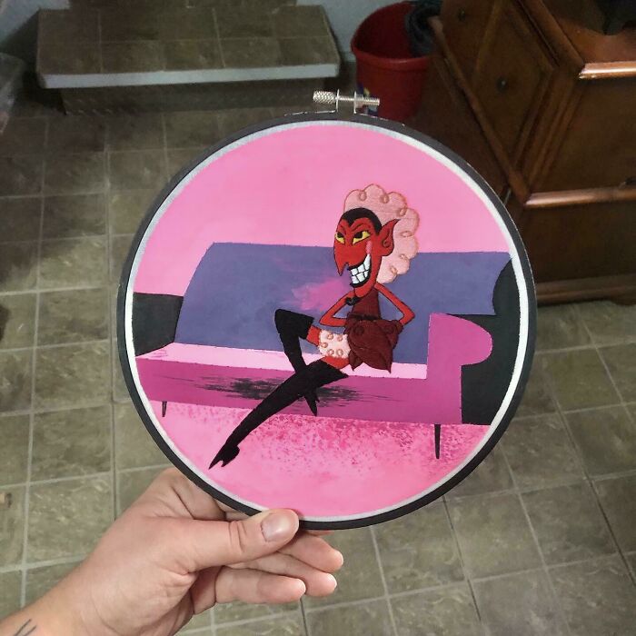 Him! Embroidery, Ink, And Acrylic