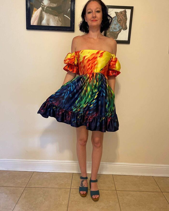 Sewed This Cute Summer Dress From 2 Very Different Fabrics