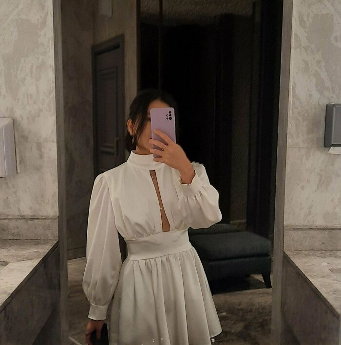 Made A Little White Dress For Dinner With Friends