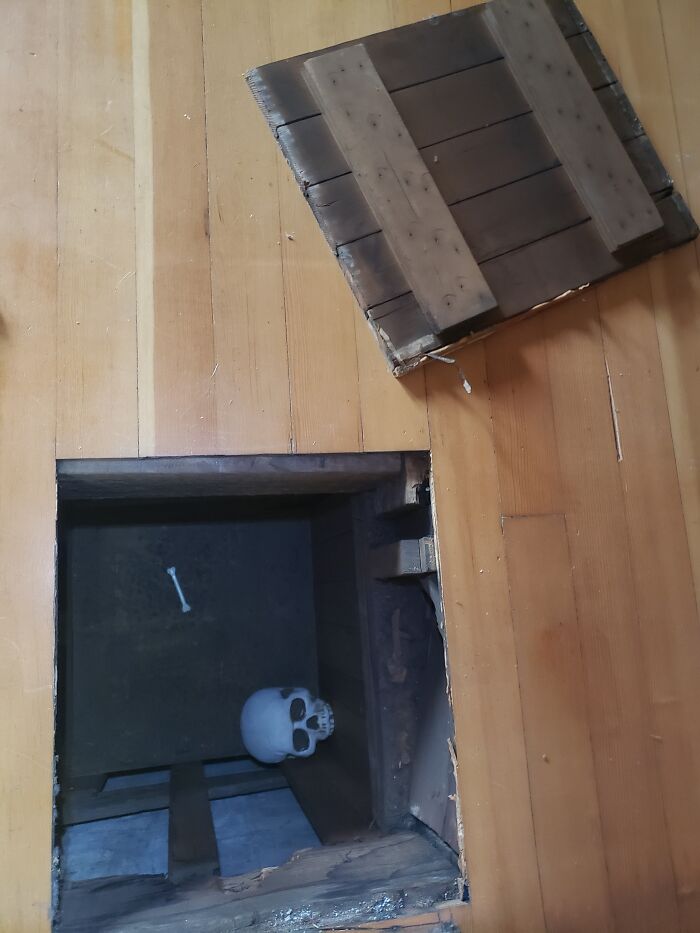 Found A Hidden Compartment In My Floor While I Was Moving Out. Empty, But I Left A Little Something For The Next Person To Discover It