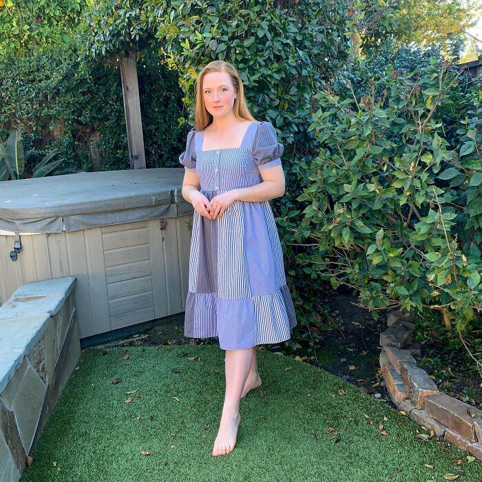 I Recently Got A Bunch Of Old Dress Shirts From My Dad, And I Turned Four Of Them Into This Dress!