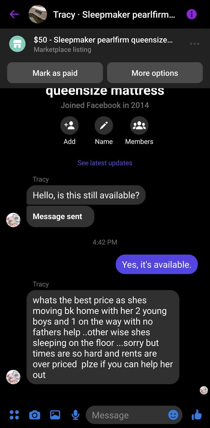 When You Have Already Heavily Discounted A 90% New Mattress And They Still Hit You With A Story For A Lower Price