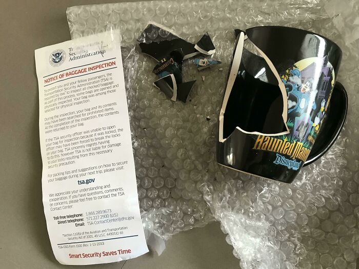 TSA Unpacked But Didn’t Repack My Favorite Haunted Mansion Mug But Left A Note