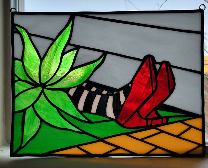 Made This Stained Glass For A Friend Who Moved To Kansas Recently