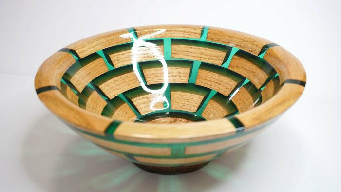The Jade Brick Bowl! I Cast These Oak "Bricks" In Green Resin And Turned Them Down To A Bowl. What Do You Think?