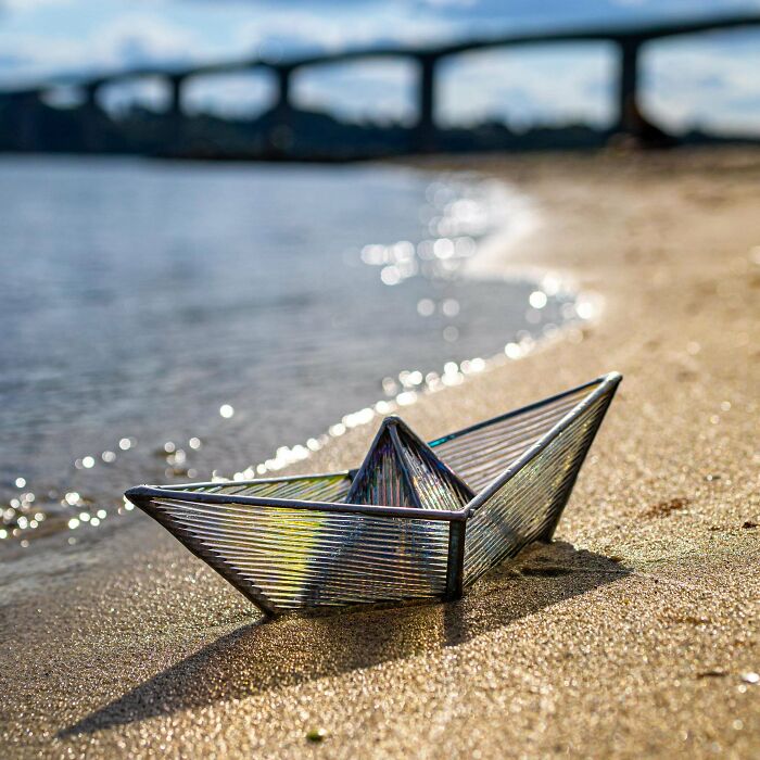 I Created Stained Glass Versions Of Origami Paper Boats