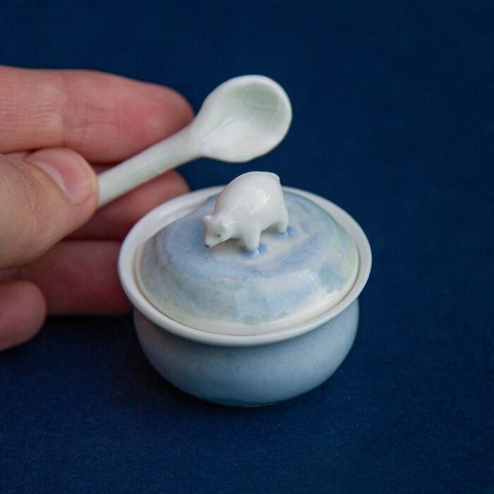 I Thought I’d Share This Little Polar Bear Pot I Made Out Of Porcelain!