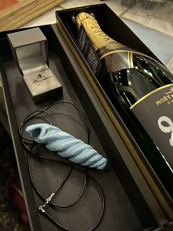 Carved A Wooden Shell To Propose To My Girlfriend. Based On The Mermaid Pendant From Stardew Valley. She Said Yes