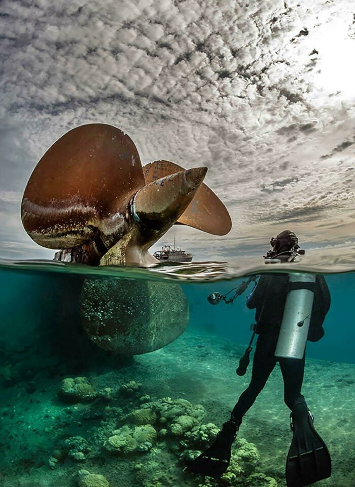 Wreck Of The German Cruiser Prinz Eugen Photographed By Mark B. Hatter. Anyone Wanna Dive There? How About At Night !