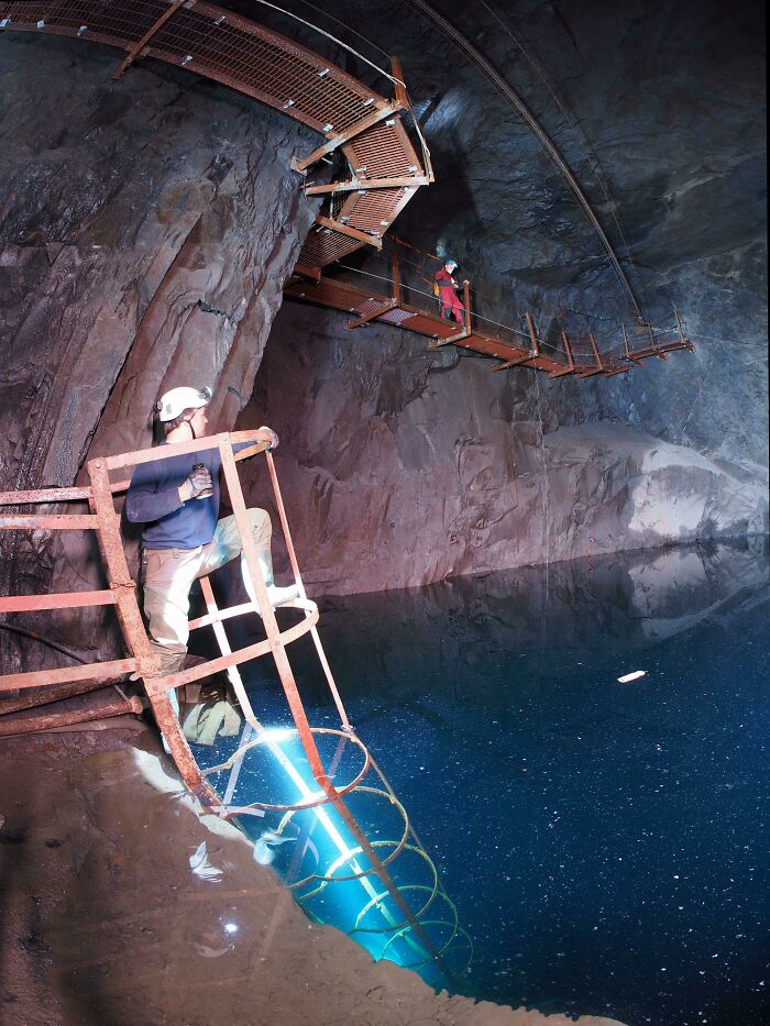 The Flooded Chamber In Abandoned Slate Mine, Info In Comment
