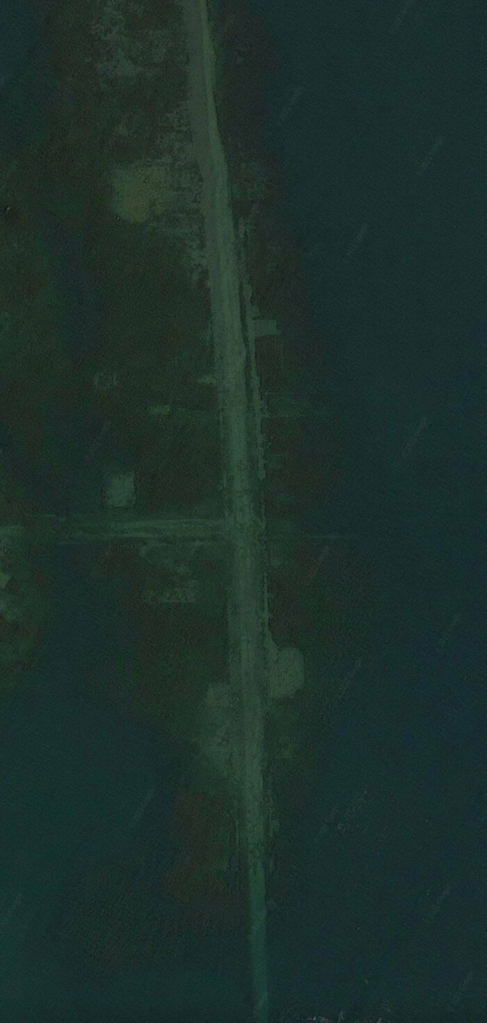 The Remains Of Flooded Towns Under The St Lawrence Reservoir, Seen From Google Earth