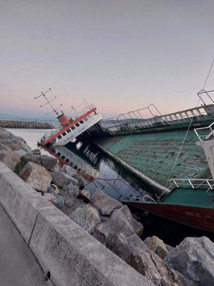Sunken Ships At The Coast Of Istanbul